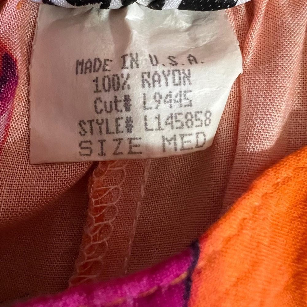 Vintage Orange Tropical Floral Rayon Midi Skirt Y2K Hawaiian Summer M - Picture 8 of 9